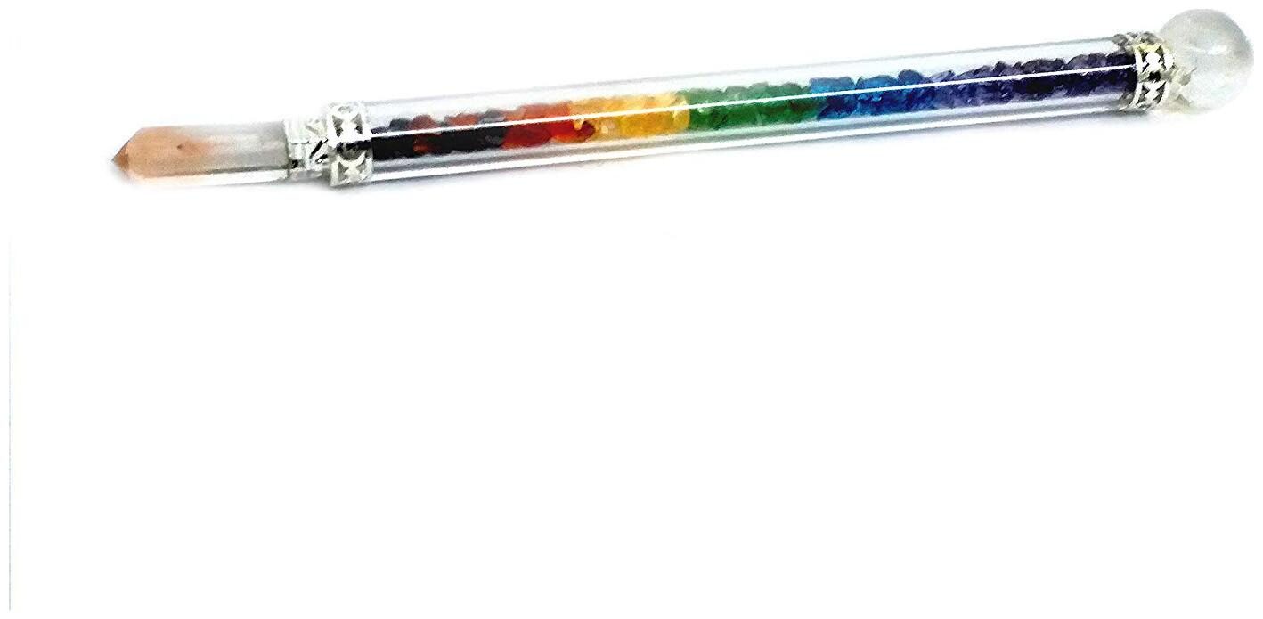 

Astrocrystals9 7 Chakra Natural Crystals Chip Reiki Healing Glass Jumbo Wand