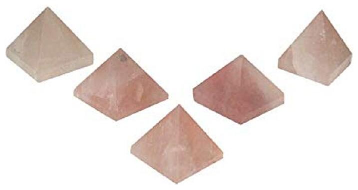 

ASTROCRYSTALS9 set of 5 natural rose quartz crystal mini 20 mm pyramid for reiki healing