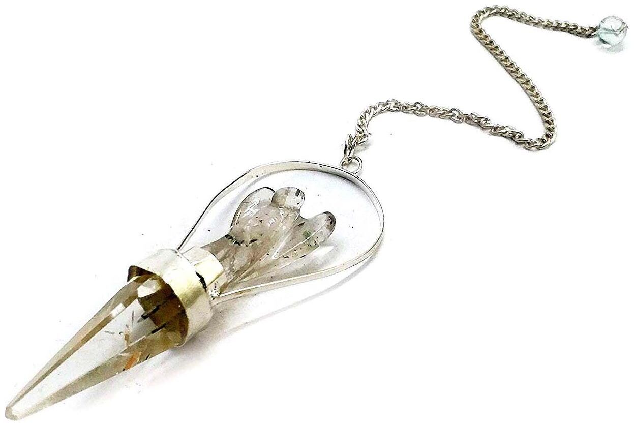 

Astrocrystals9 Clear Quartz Angel Shaped Faceted Pendulum Dowser