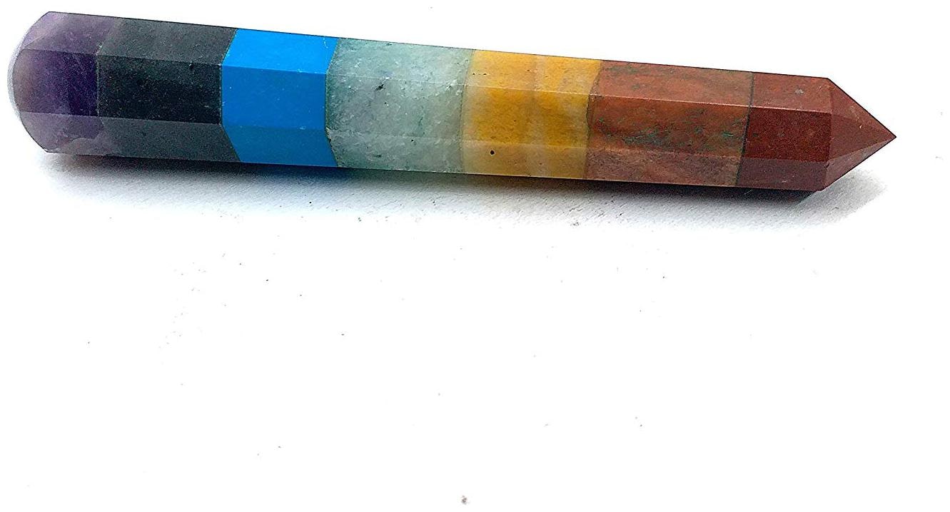 

Astrocrystals9 Seven Chakra All In One Natural Crystals Bonded Healing Jumbo 5 inch Wand Pencil For Reiki Healing