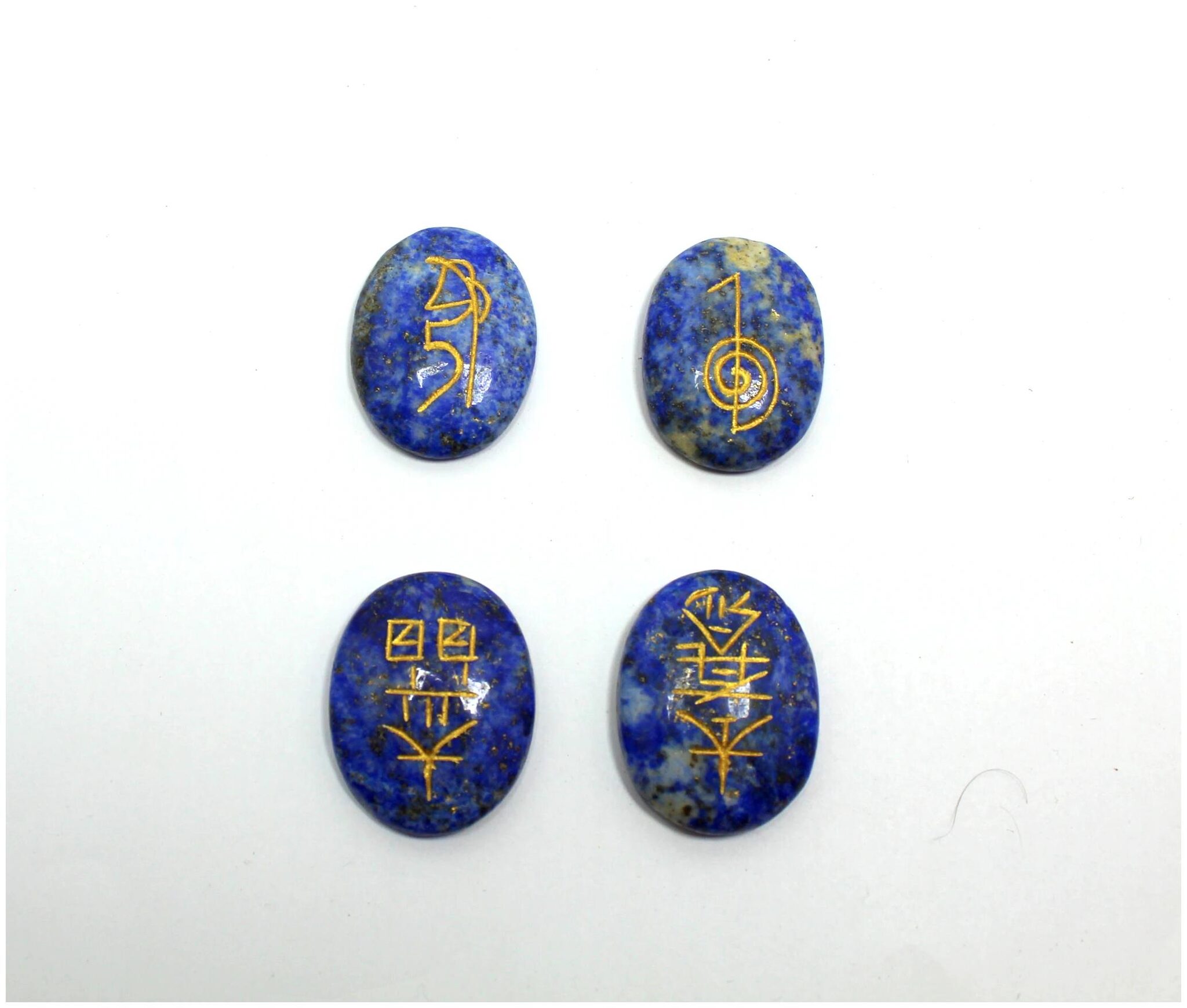 

Astrocrystals9 Lapis Lazuli 4 Reiki Symbol Engraved On Healing Palm Stones Set For Reiki Healing