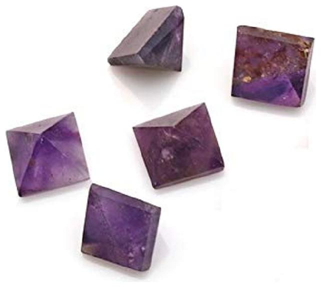 

ASTROCRYSTALS9 natural amethyst set of 5 micro mini 15 mm pyramids