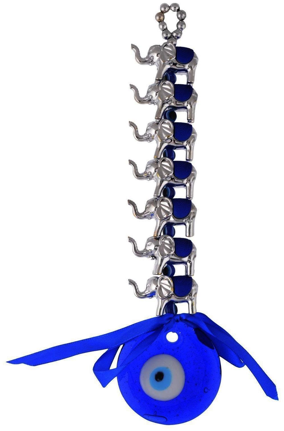 

Astrocrystals9 Evil Eye With 7 Elephant Hanging For Protection