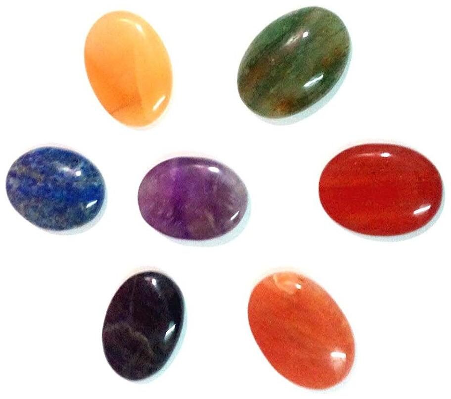 

Astrocrystals9 7 Chakra Gemstone Oval Palm Stone Set