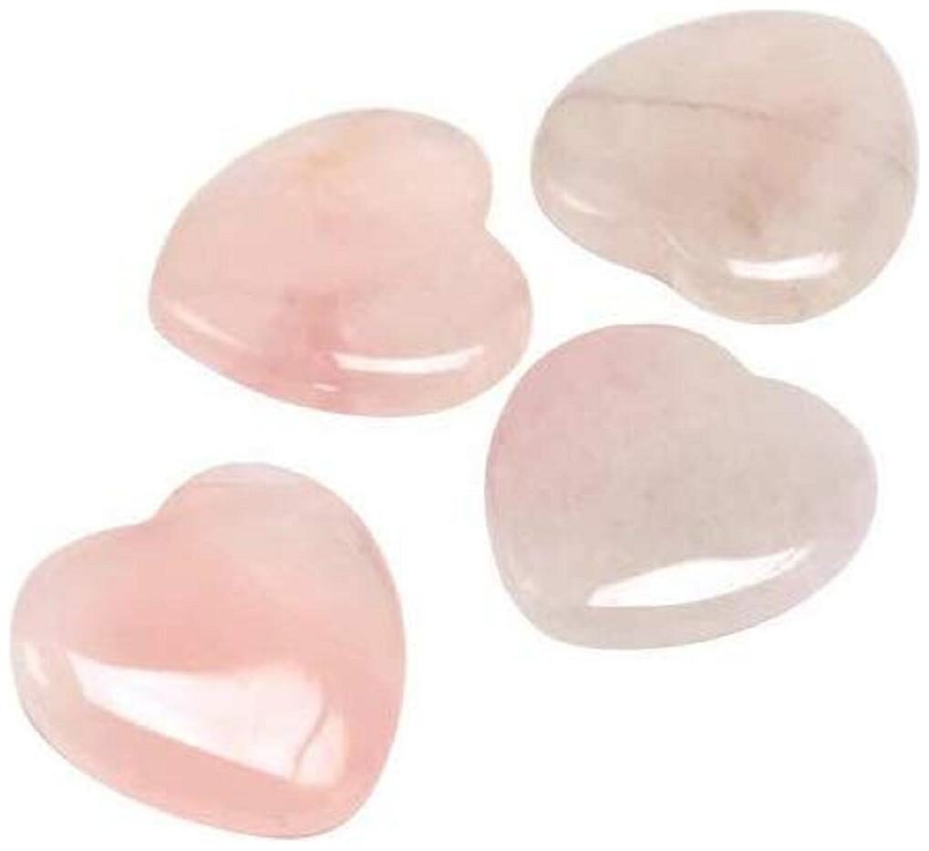 

Astrocrystals9 Set Of 4 Rose Quartz Crystal 25 Mm Mini Puffy Hearts
