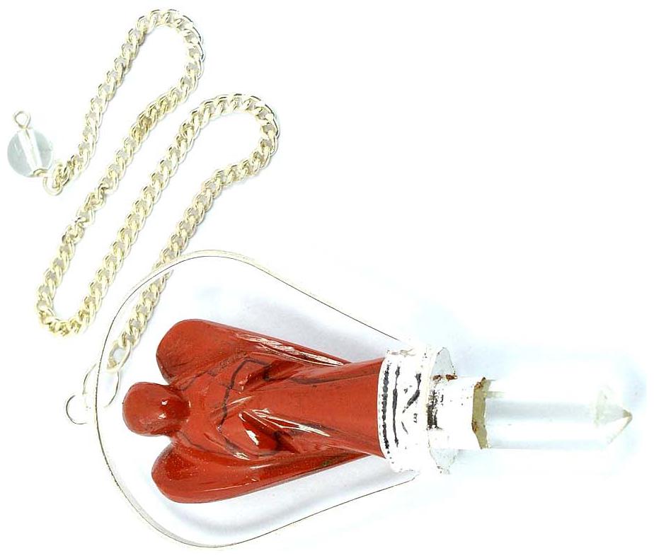 

Astrocrystals9 Red Jasper Crystal Angel Powerd Dowser Pendulum