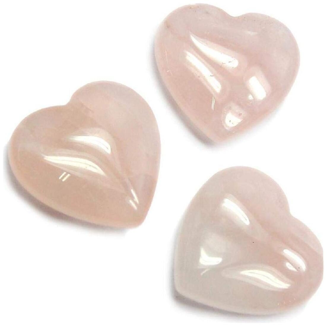 

Astrocrystals9 3 Pieces Of Rose Quartz Crystal Nano Mini 20 Mm Hearts