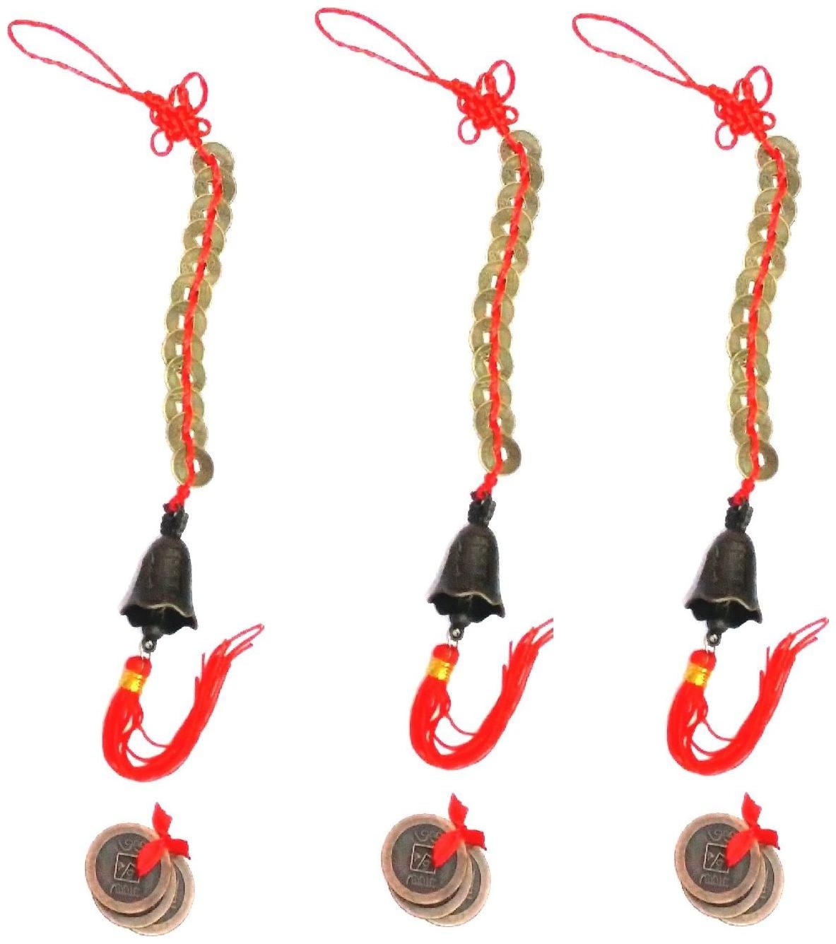 

Astrocrystals9 3 Sets Of Fengshui 3 Lucky Coin And 12 Coin Hanging Bell For Good Luck