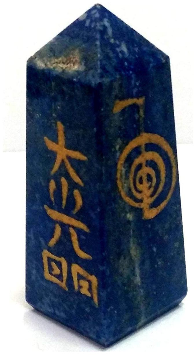 

Astrocrystals9 Crystal Master Lapis Lazuli Wand Tower With Reiki Healing Engraved Symbols