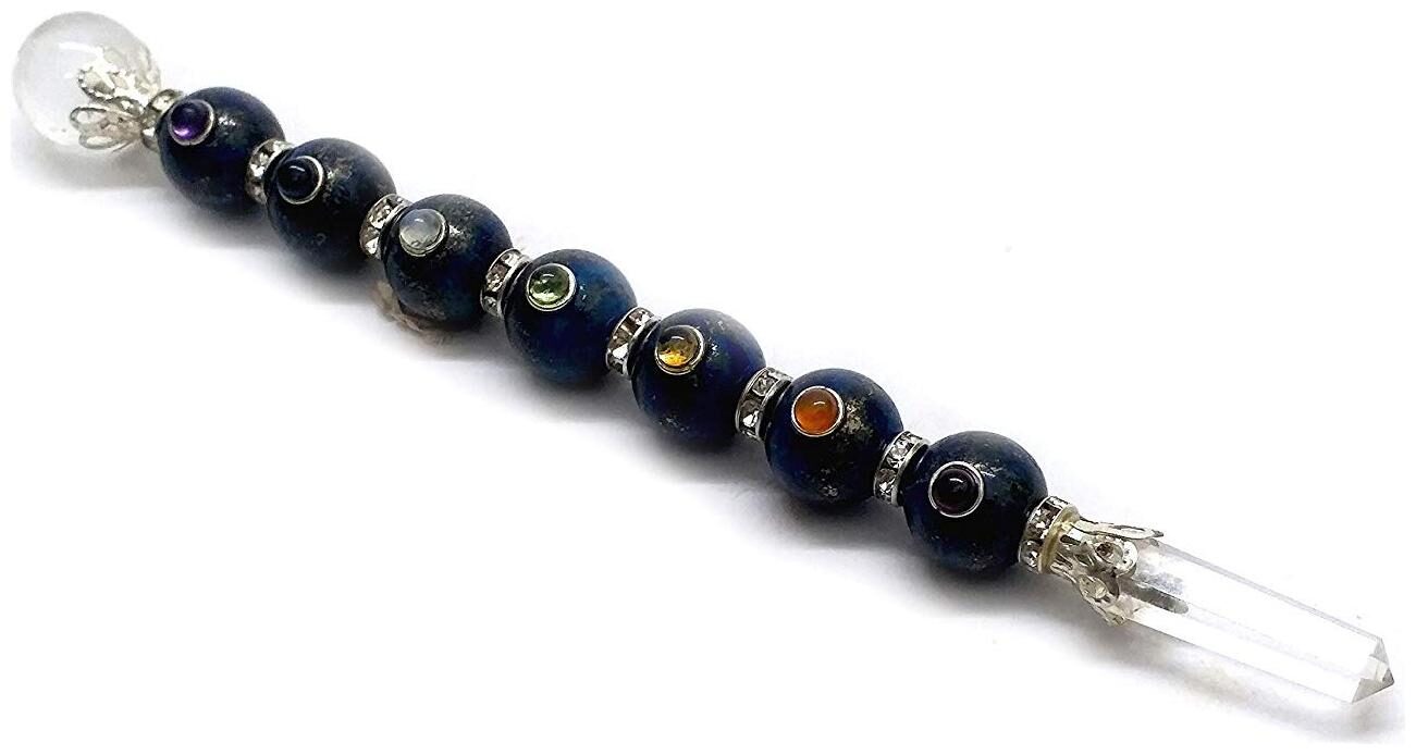 

ASTROCRYSTALS9 natural lapis lazuli 7 chakra sphere healing wand for reiki healing