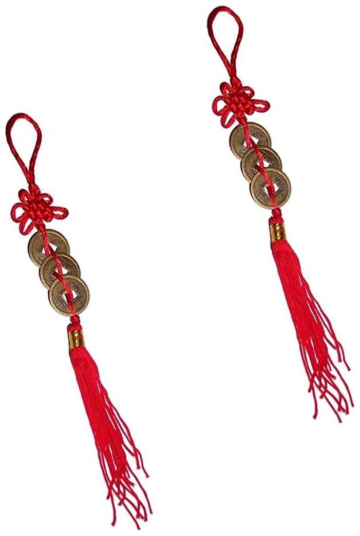 

Astrocrystals9 2 pcs Of Three Lucky Coins Hanging Lucky Charm For Prosperity And Luck