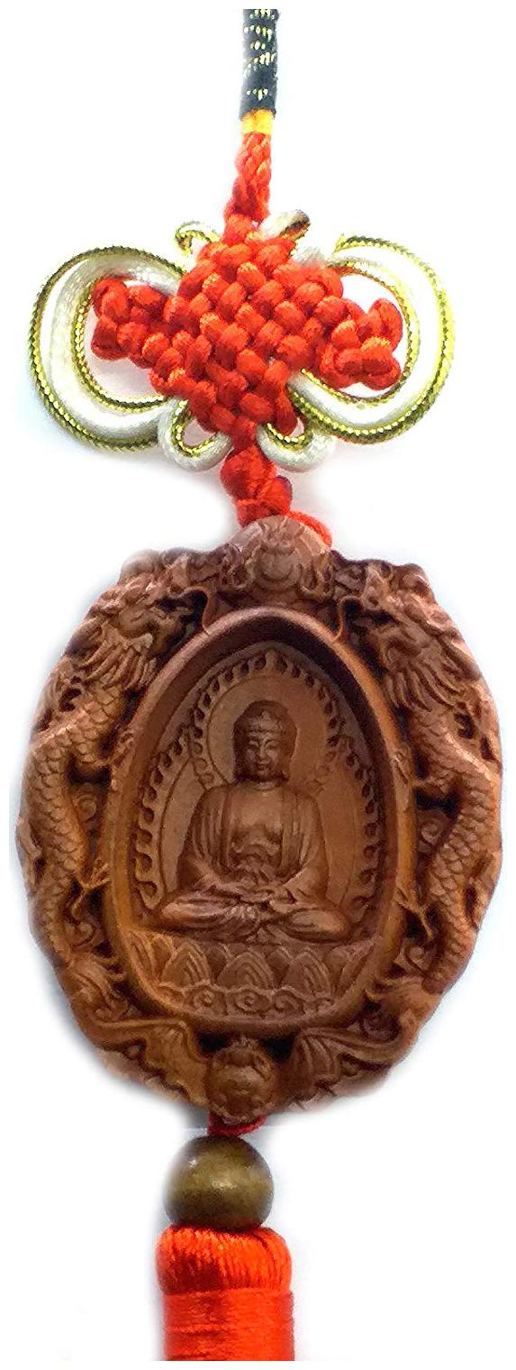 

astrocrystals9 tibetan fengshui auspicious meditating buddha wooden lucky charm hanging for your car And home