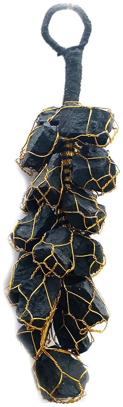 

astrocrystals9 black tourmaline rough chunks vaastu door hanging for protection from negative energy