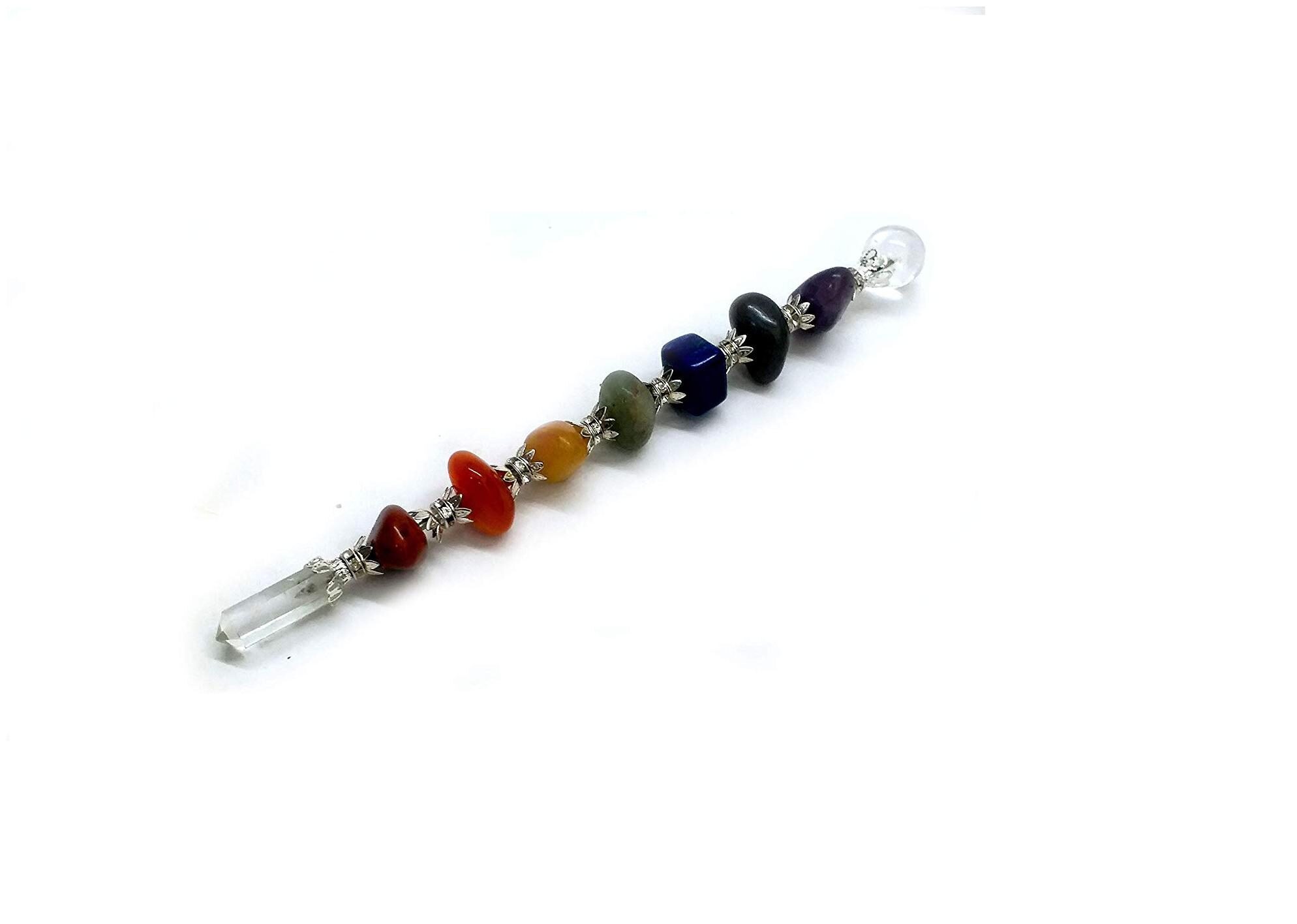 

ASTROCRYSTALS9 natural 7 chakra tumbled crystals reiki healing wand for reiki healing