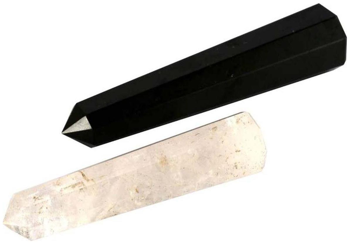 

Astrocrystals9 Black Tourmaline Clear Quartz Pencil Massage Wand