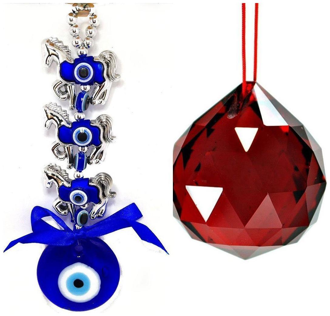 

astrocrystals9 3 horse evil eye hanging crystal ball for good luck