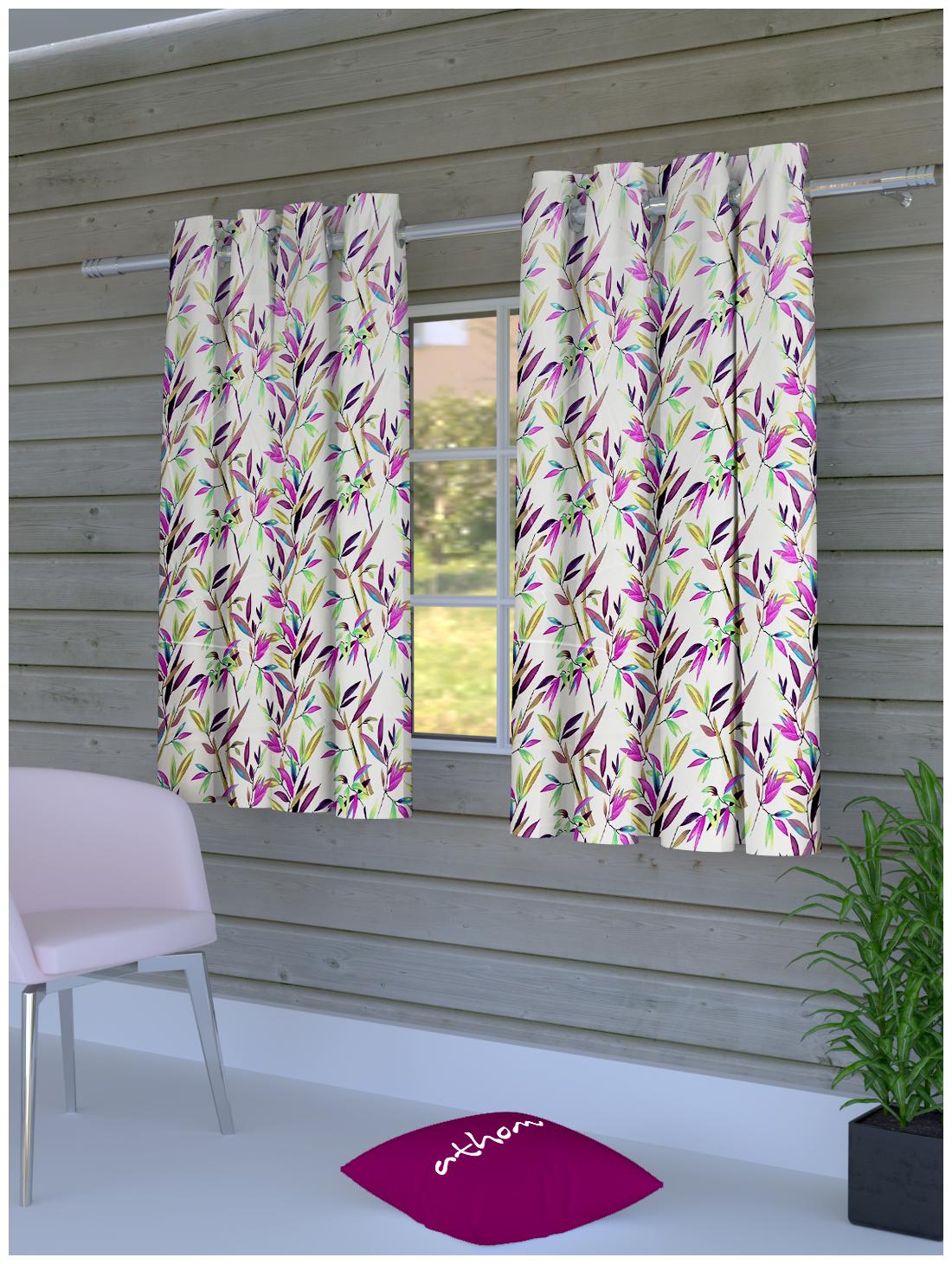 

Athom Trendz Polyester Window Room Darkening Multi Regular Curtain ( Eyelet Closure Printed )