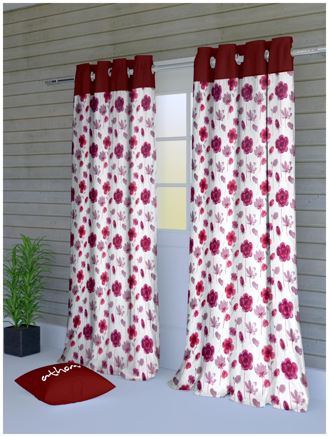 

Athom Trendz Polyester Door Room Darkening Pink Regular Curtain ( Eyelet Closure Printed )