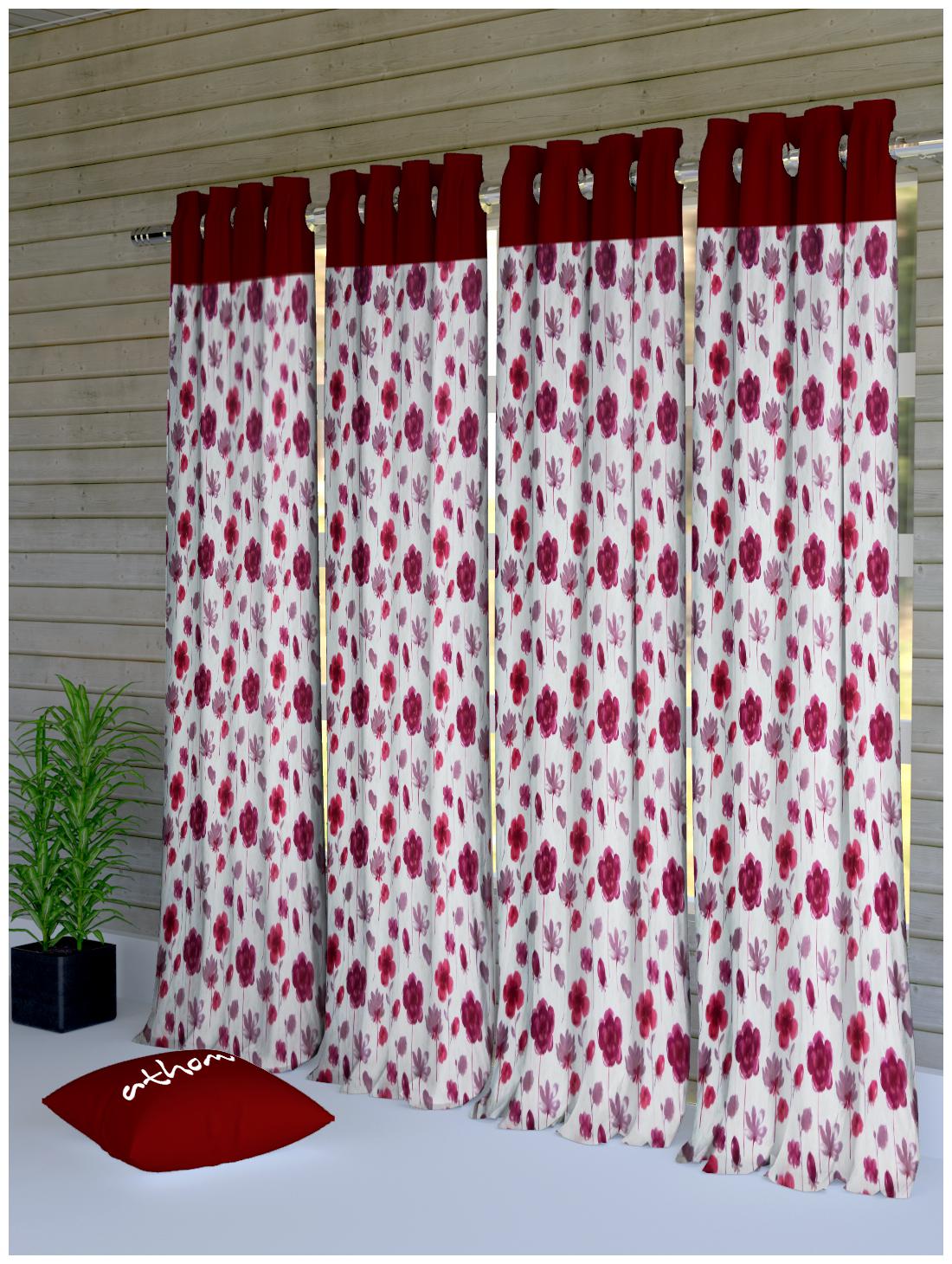 

Athom Trendz Polyester Door Room Darkening Pink Regular Curtain ( Eyelet Closure Printed )