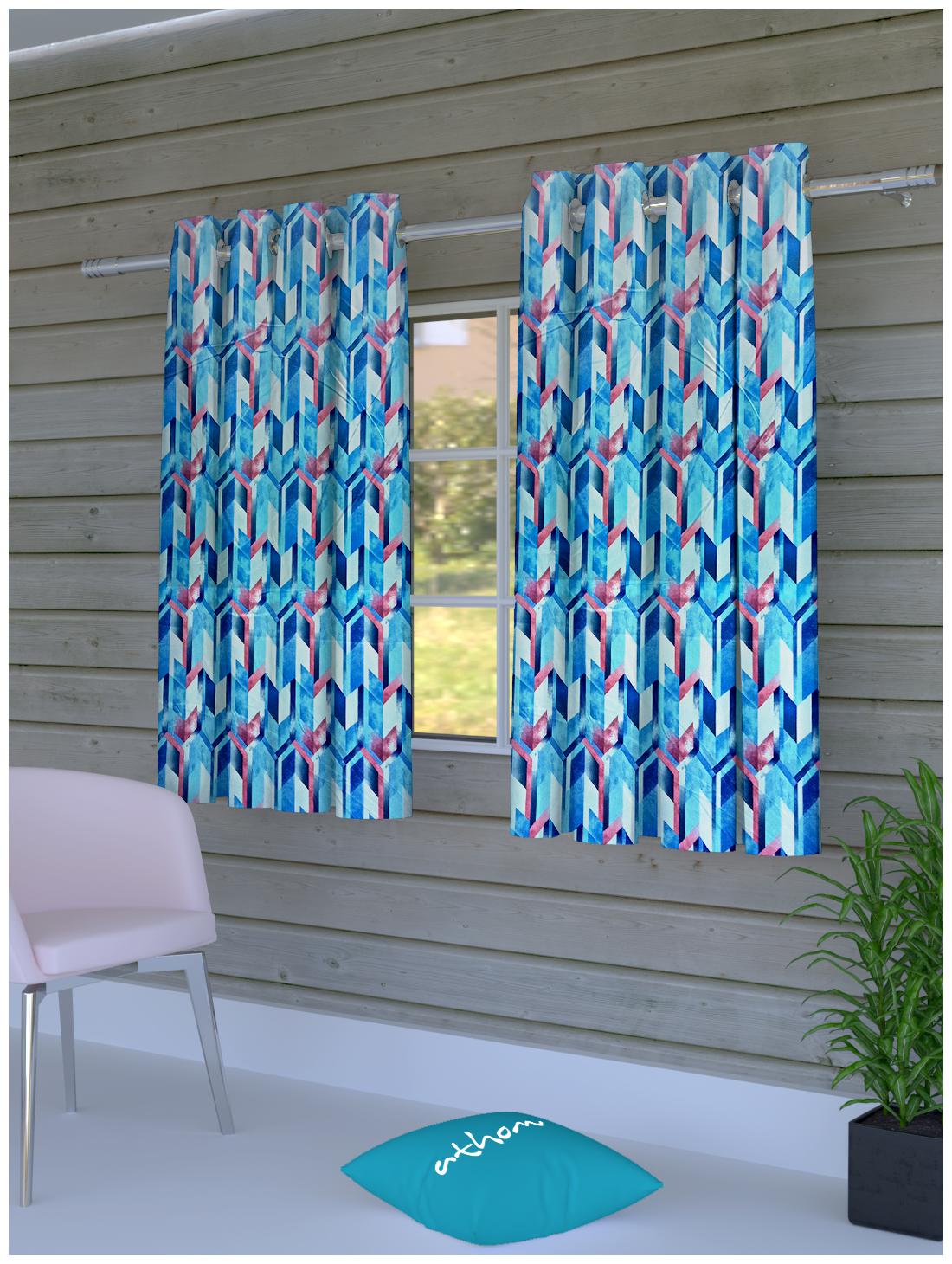 

Athom Trendz Polyester Window Room Darkening Multi Regular Curtain ( Eyelet Closure Printed )