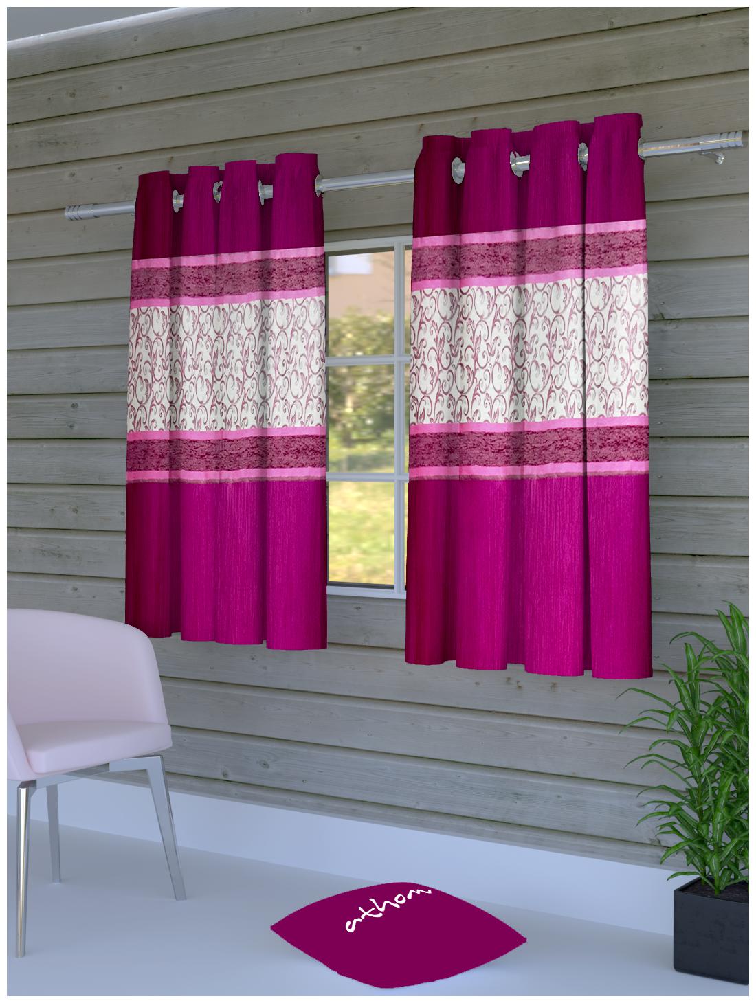 

Athom Trendz Polyester Window Room Darkening Pink Regular Curtain ( Eyelet Closure Printed )