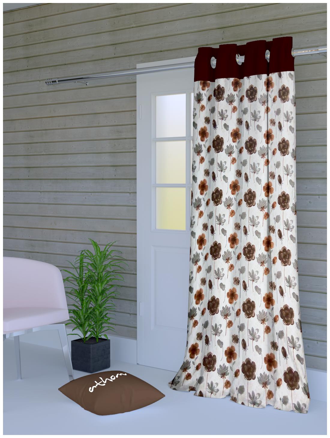 

Athom Trendz Polyester Door Room Darkening White Regular Curtain ( Eyelet Closure Printed )