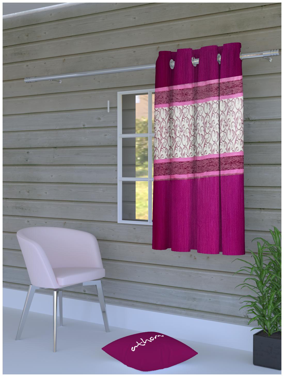 

Athom Trendz Polyester Window Room Darkening Pink Regular Curtain ( Eyelet Closure Printed )