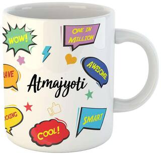 Atmajyoti Name Printed Ceramic Coffee Mug. Best Gift For Birthday by Impresion