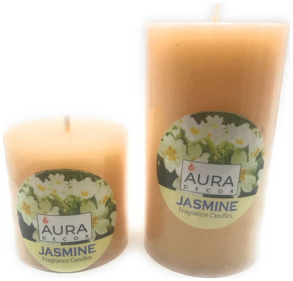 

AuraDecor Pack of 2 Jasmine Pillar Candle 3 3 3 6 inch