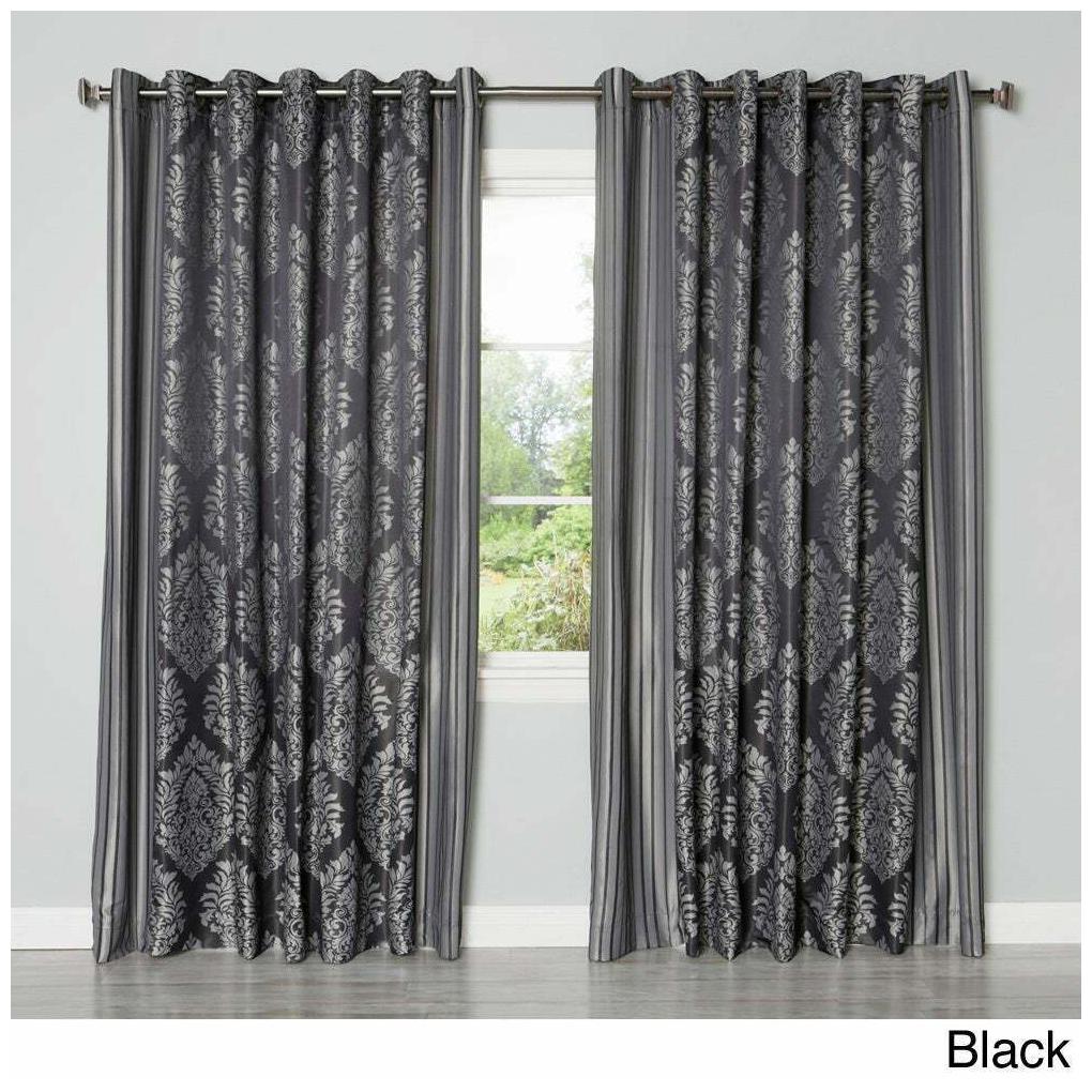

Aurora Home Wide Width Damask Jacquard Grommet Curtain Panel Black 90 x 84