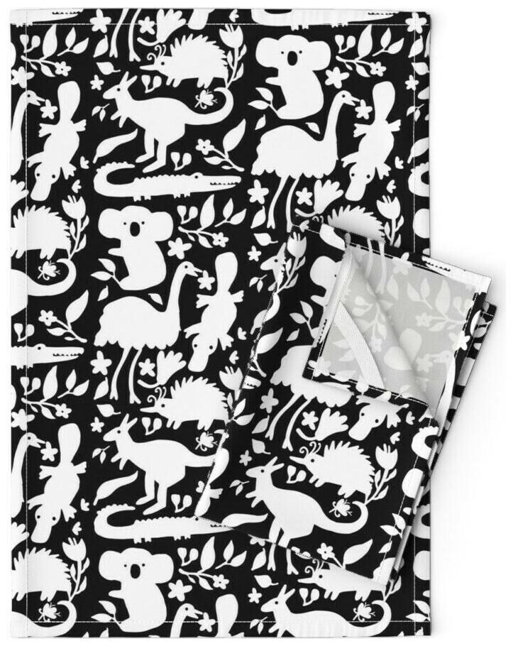 

Australian Otomi Outback Animals Linen Cotton Tea Towels by Roostery Set of 2
