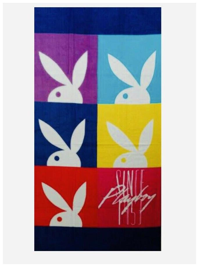 

Authentic Playboy Bunny Beach Towel Multi-Color Cotton 30X60 Sealed In Plastic