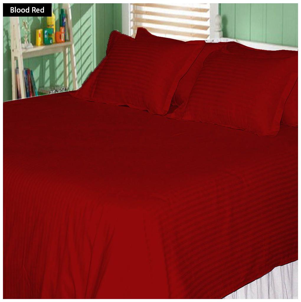 

AVI Cotton Striped King Size Bedsheet 144 TC ( 1 Bedsheet With 2 Pillow Covers Red )