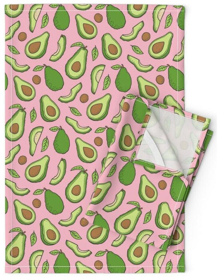 

Avocados Avocado Food Novelty Linen Cotton Tea Towels by Roostery Set of 2