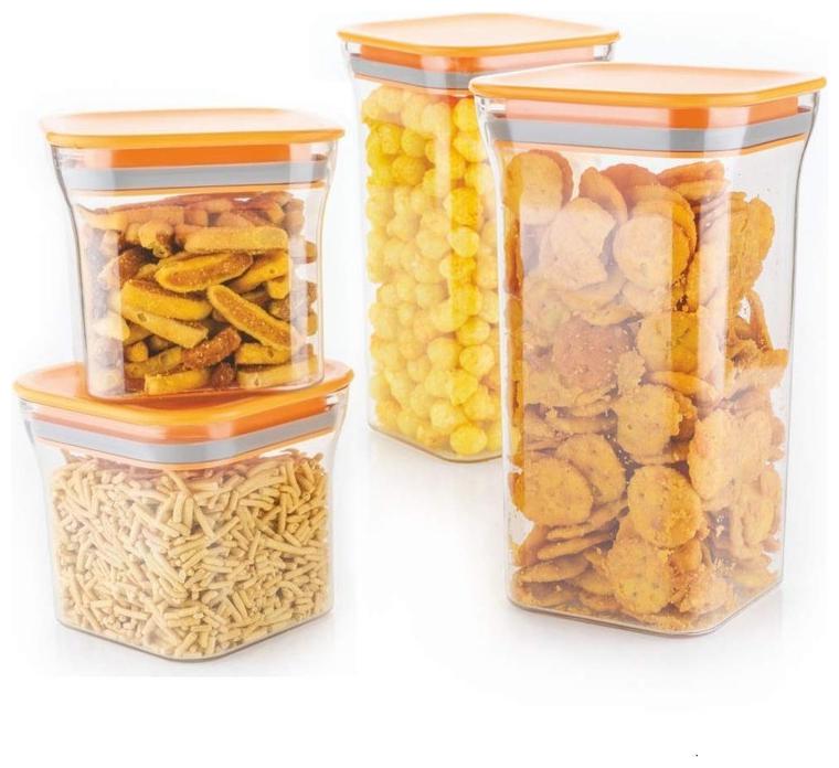 

Avsar 1100 ml Orange Plastic Container Set - Set of 4