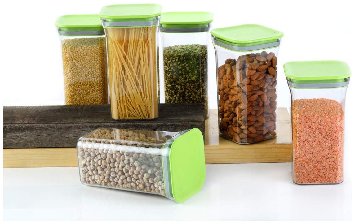 

Avsar 1100 ml Green Plastic Container Set - Set of 6