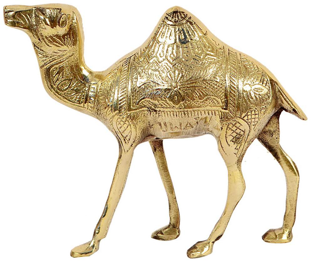 

B M Metal Works Handmade Brass Camel Cart Showpiece for Home Decor