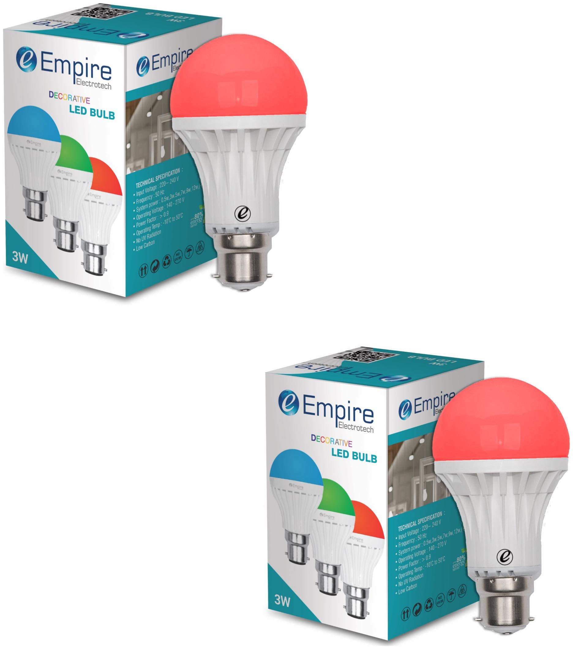 

B22 3w red color led bulb - pack of 2