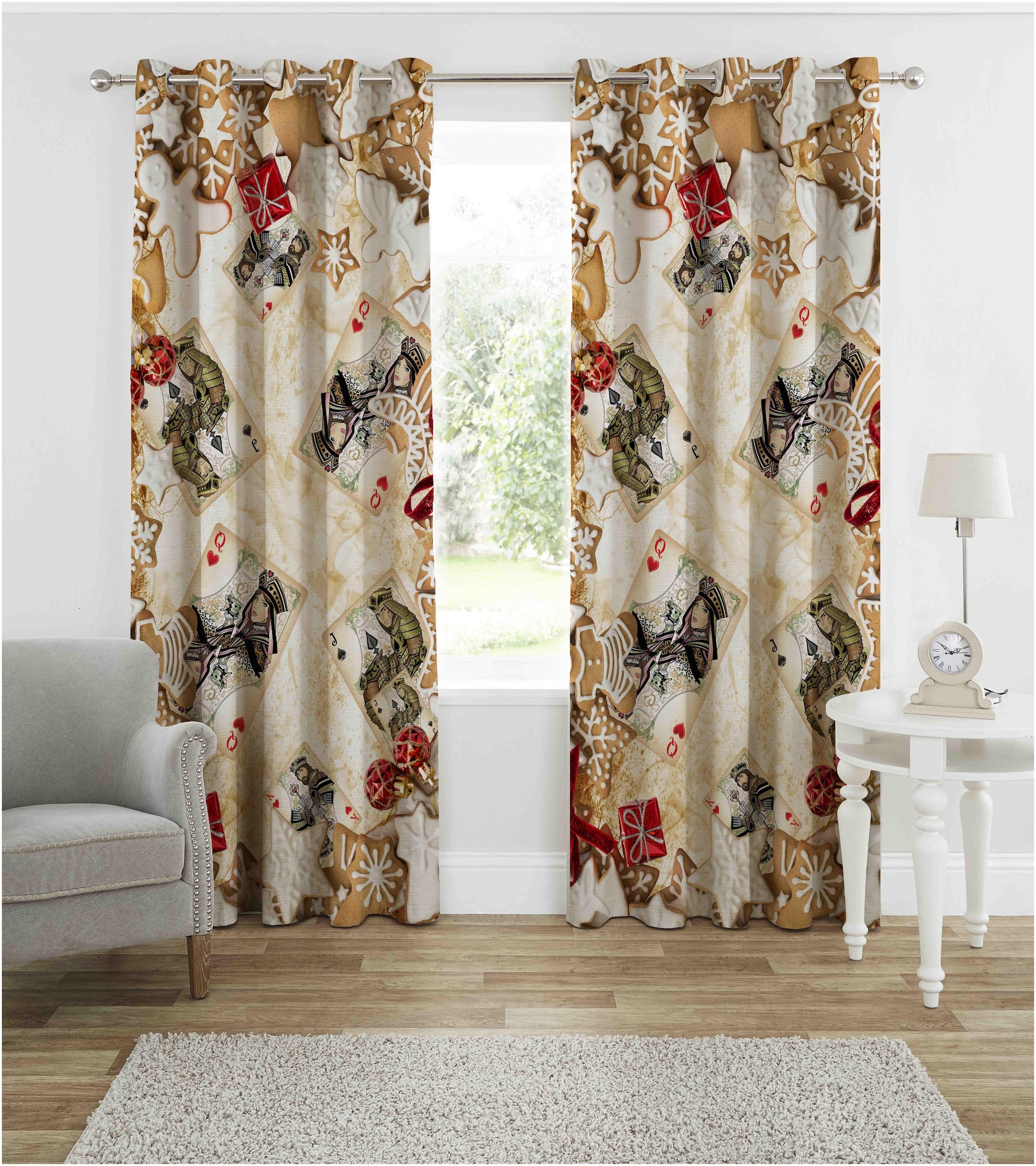 

b7 CREATIONS Digital Printed Long Crush Curtains for Window 5 ft- Set of 2