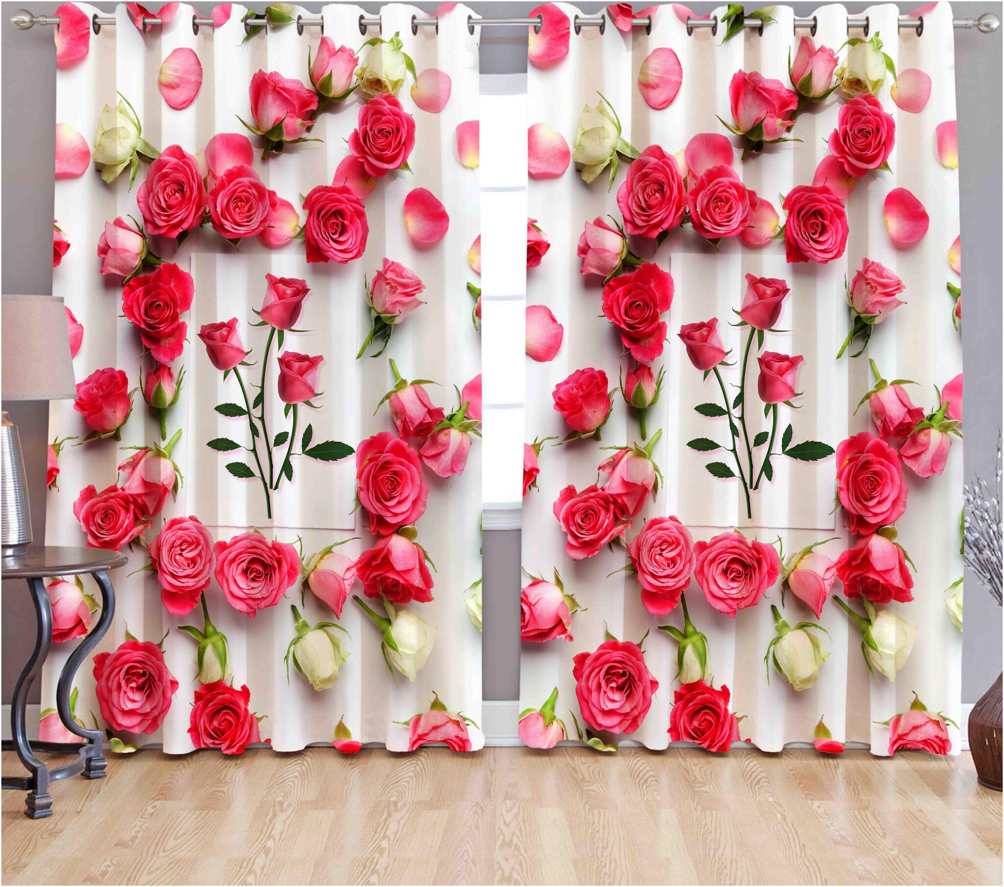 

b7 CREATIONS Polyester Window Semi Transparent Multi Regular Curtain ( Eyelet Closure Printed )