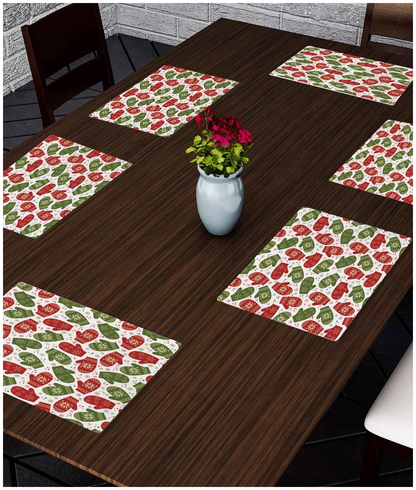 Buy b7 CREATIONS Printed Jute Fabric Set of 6 Table Mats 12x16.5 inch