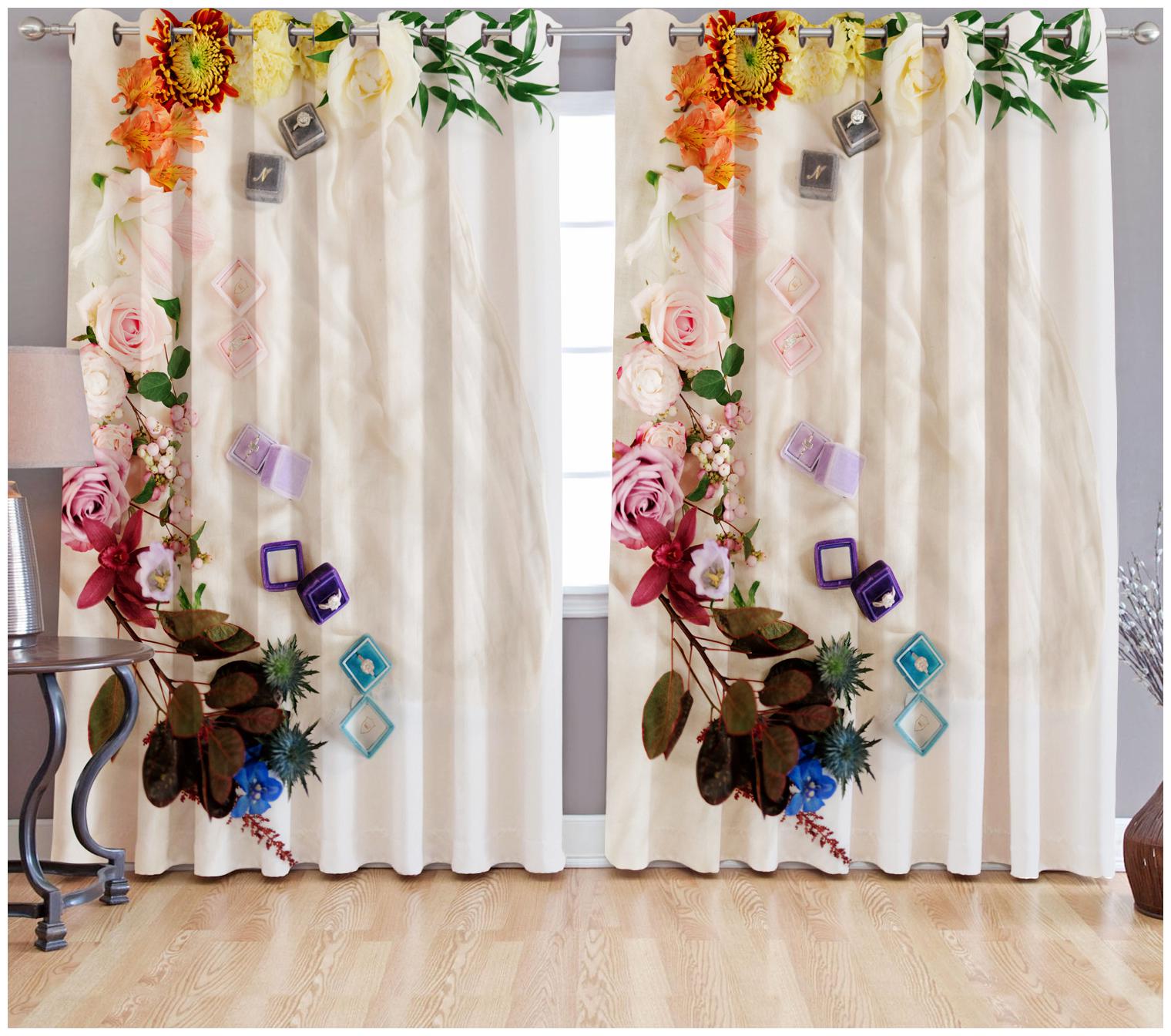 

b7 CREATIONS Digital Printed Polyester Long Crush Curtains for Door 7 ft- Set of 2