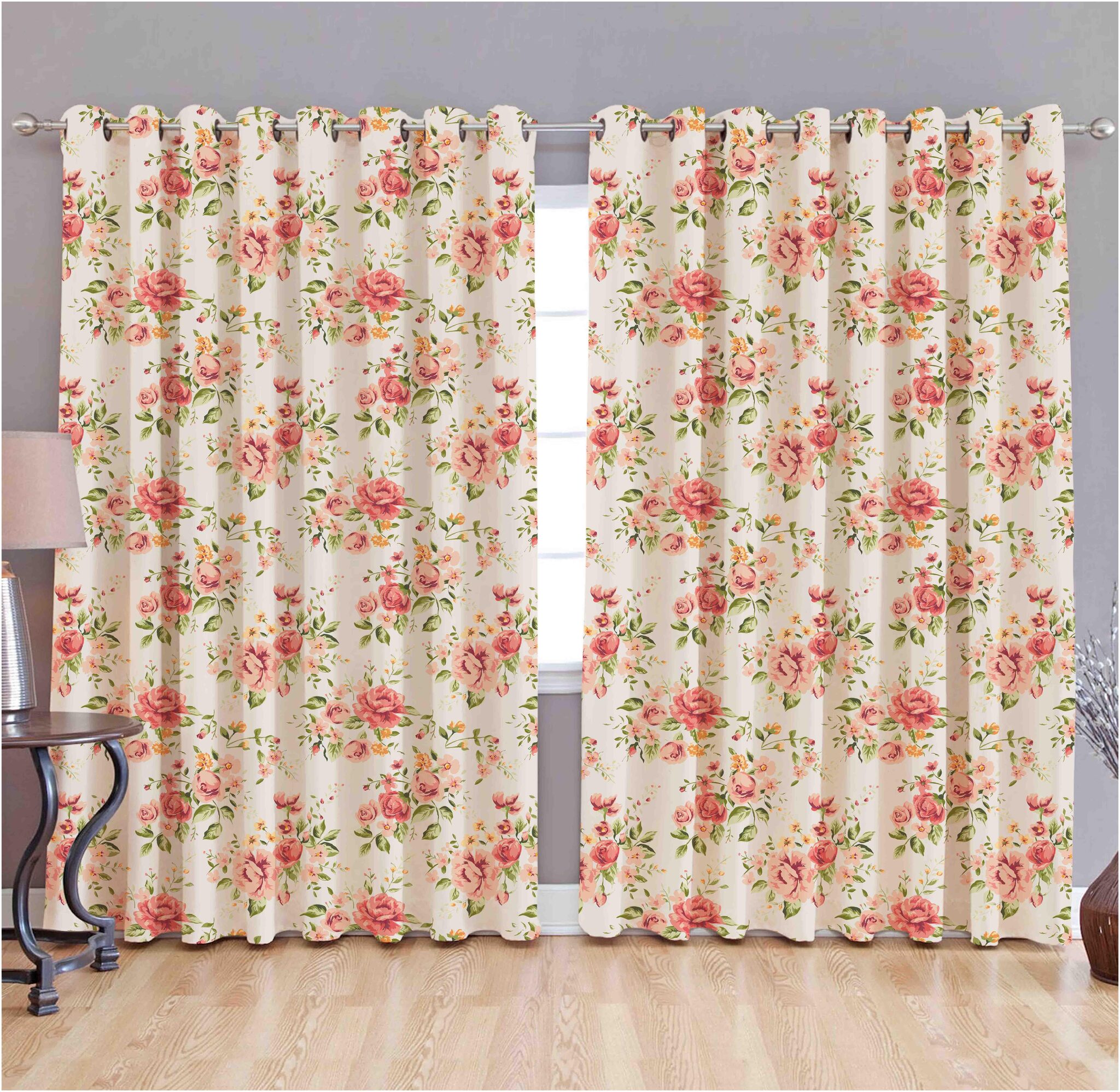 

b7 CREATIONS Digital Printed Long Crush Curtains for Window 5 ft- Set of 2