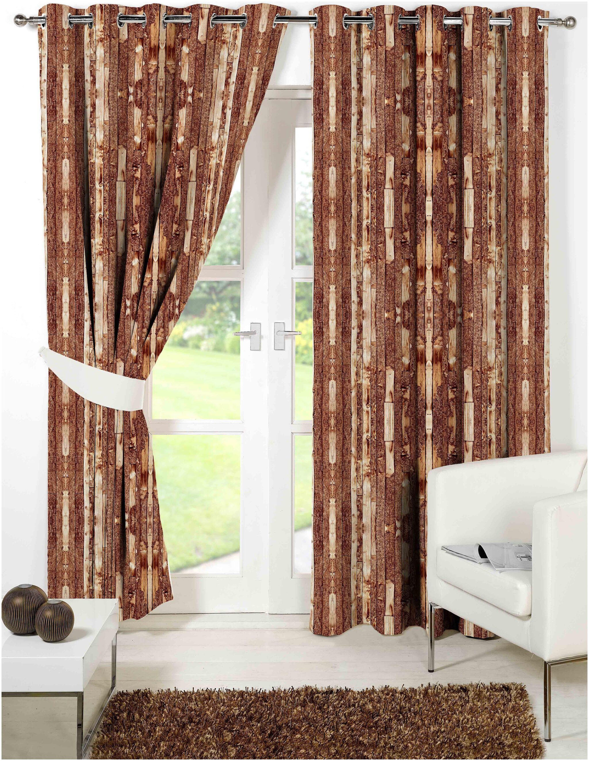 

b7 CREATIONS Polyester Door Semi Transparent Multi Regular Curtain ( Eyelet Closure Printed )