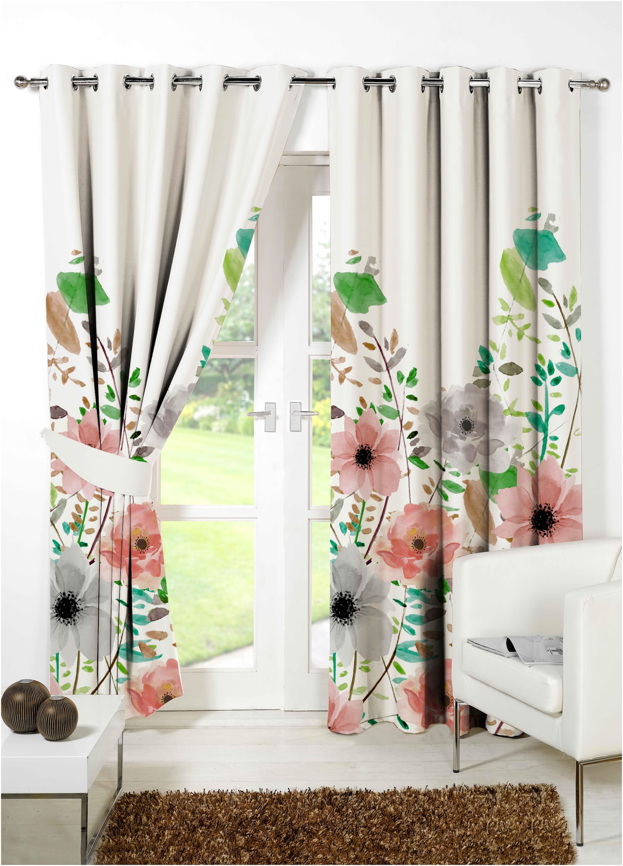 

b7 CREATIONS Polyester Door Semi Transparent Multi Regular Curtain ( Eyelet Closure Printed )