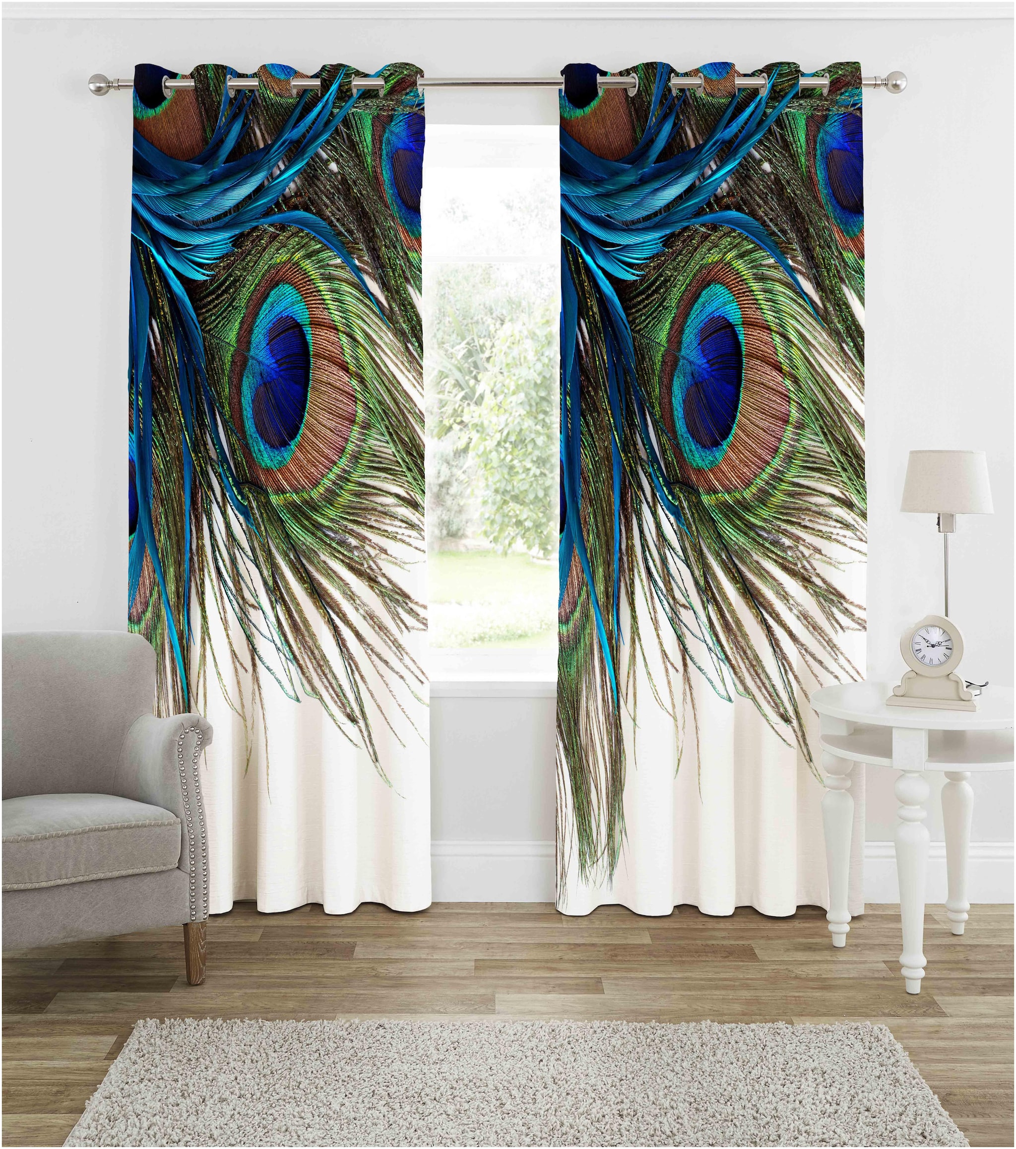 

b7 CREATIONS Digital Printed Polyester Long Crush Curtains for Window 5 ft- Set of 2