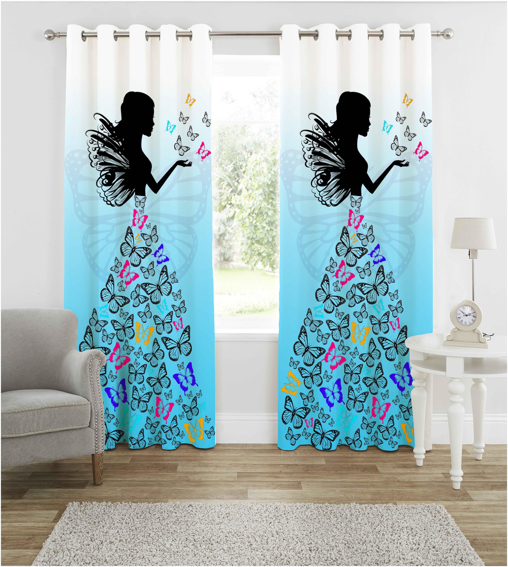 

b7 CREATIONS Polyester Long Door Semi Transparent Multi Regular Curtain ( Eyelet Closure Printed )