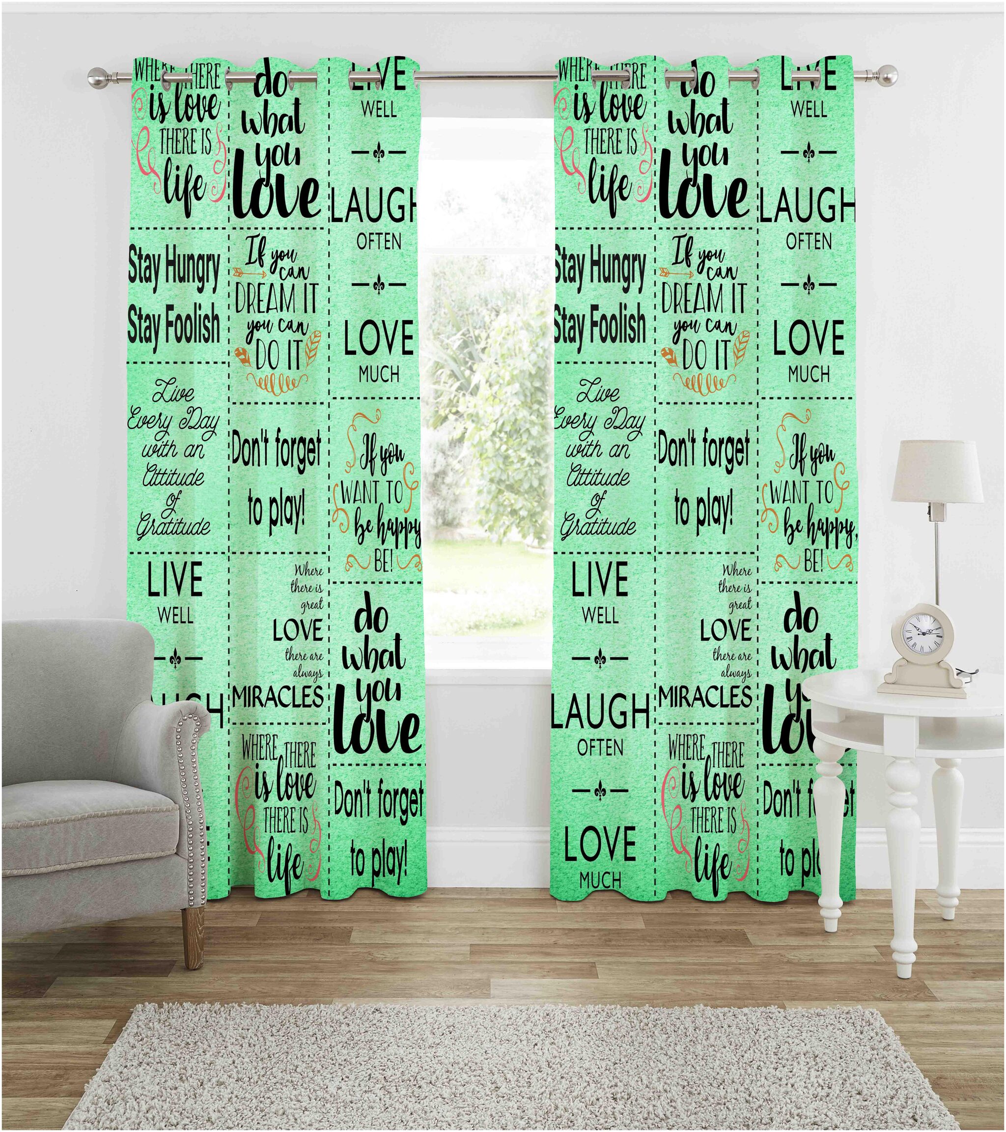 

b7 CREATIONS Polyester Window Semi Transparent Multi Regular Curtain ( Eyelet Closure Printed )