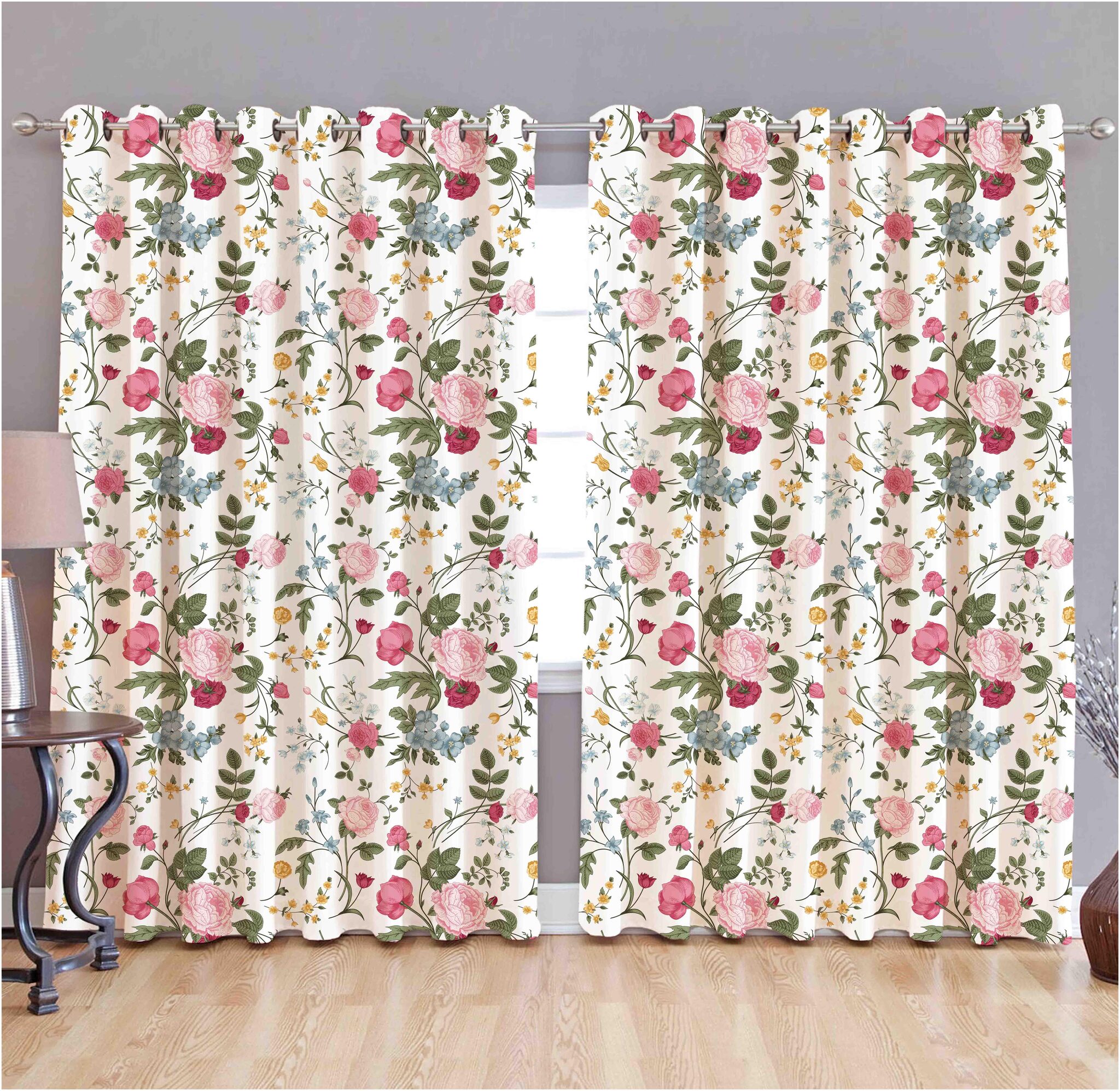 

b7 CREATIONS Digital Printed Long Crush Curtains for Long Door 9 ft- Set of 2