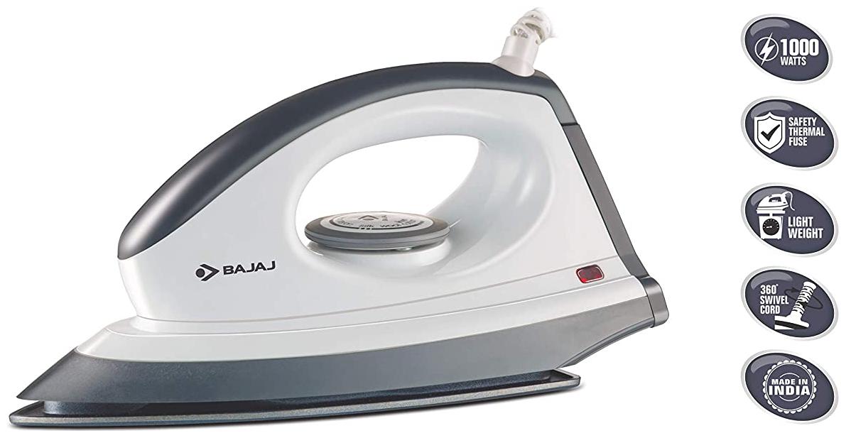 

Bajaj Majesty DX 8 1000 W Dry Iron (Grey White)